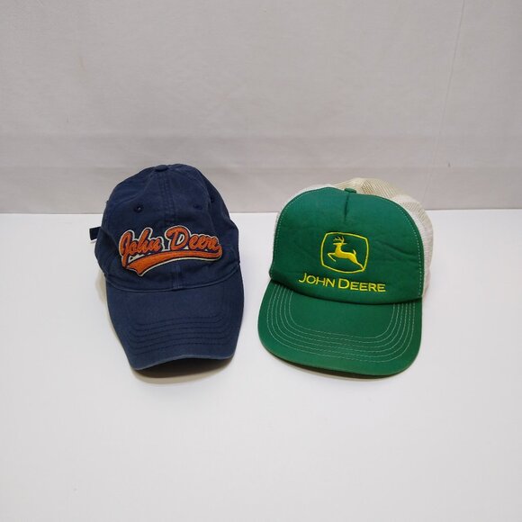John Deere Hats Bundle Blue Hat K-Products Strapback Green Hat Mesh Trucker Cap - Picture 1 of 11